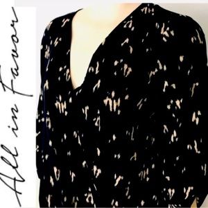 NWT ALL IN FAVOR  Black Blouse; Roll Tab Sleeve. V-Neck. SZ:S. NOW:$25 MRSP:$45.